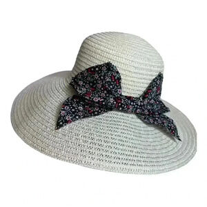 NWT San Diego Hat Co cream straw Floppy Brim Hat with bow